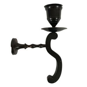 (1) Rustic Antique Metal Taper Candle Holder Wall Sconce Dark Brown 10.5 Inches